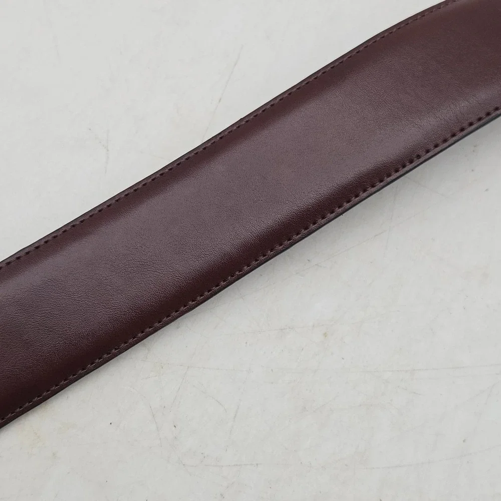 Structure Belt Brown Faux Leather Mens 32 Nickel Gunmetal Buckle‎ New